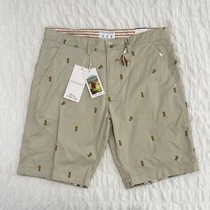 Denim and Flower Flat Front Shorts